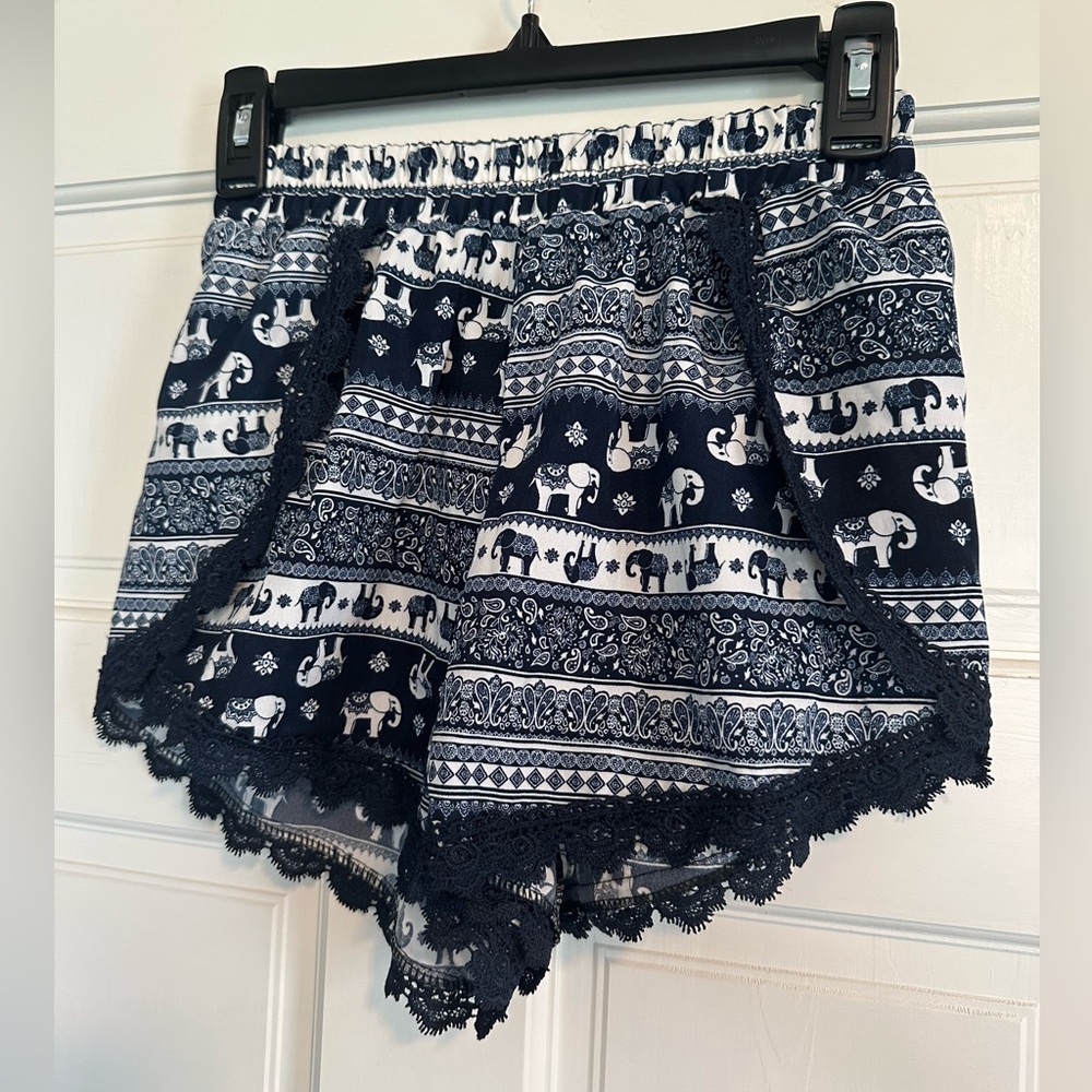 Boho Blue Elephant Shorts